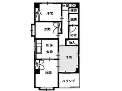 サンライフホソヤ(4DK/3階)の間取り写真