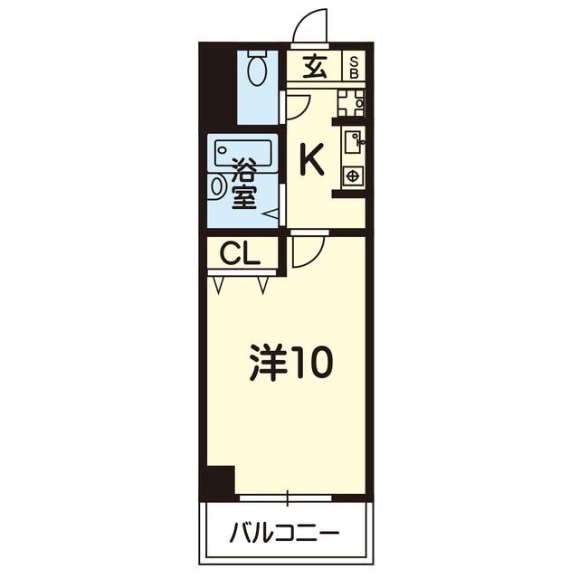 ライズ尾の上(1K/4階)の間取り写真