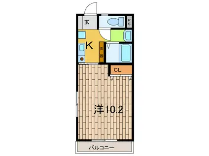 奥田ビル(1K/3階)の間取り写真