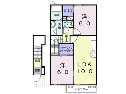 メゾン・フレーシュB棟(2LDK/2階)の間取り写真