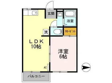 ドエルビリジャン(1LDK/1階)の間取り写真