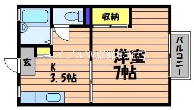 メゾンエポックB棟(1K/2階)の間取り写真