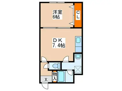 ル・エストVI(1DK/4階)の間取り写真