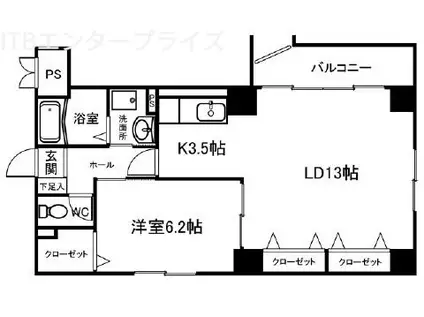 ソルトシティ浜松(1LDK/8階)の間取り写真