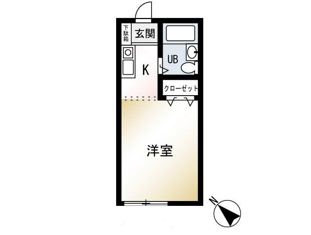 フレックスII(ワンルーム/1階)の間取り写真
