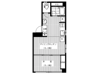 ジュネス西麻布(1DK/3階)の間取り写真