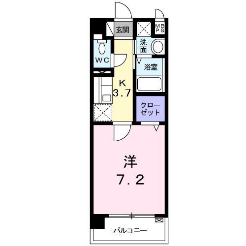 AUBE春の町(1K/3階)の間取り写真