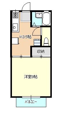 桜下ハイツ B(1K/2階)の間取り写真