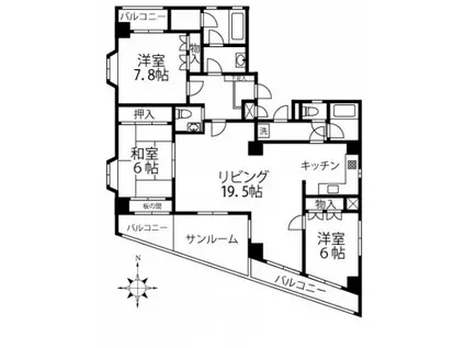 クインポート(3LDK/6階)の間取り写真