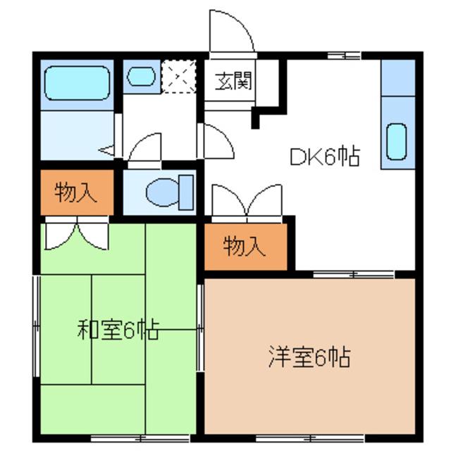 グリーンハイツ関根(2DK/1階)の間取り写真