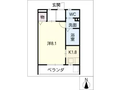 ニューエレガント東山(1K/2階)の間取り写真