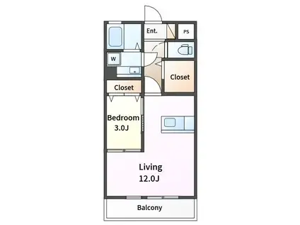 ウィルモアKOEDO(1LDK/1階)の間取り写真