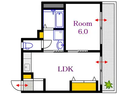 松村ビル(1LDK/2階)の間取り写真