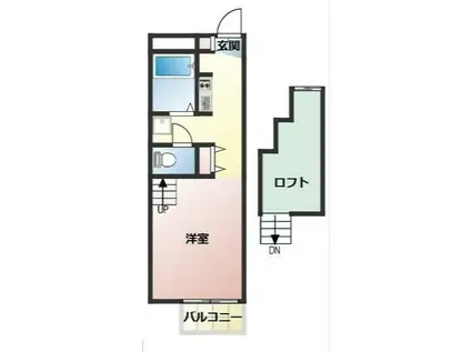 みらいコート花園(ワンルーム/2階)の間取り写真