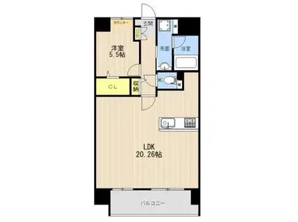 LIBTH菊陽II(1LDK/13階)の間取り写真