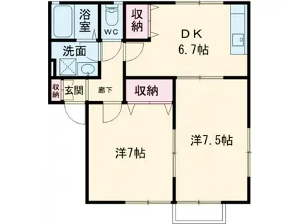 ペットソラーレ(2DK/2階)の間取り写真