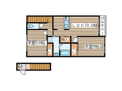 コンフォール(2LDK/2階)の間取り写真