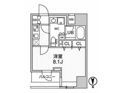 ジェノヴィア浅草橋IIスカイガーデン(1K/3階)の間取り写真