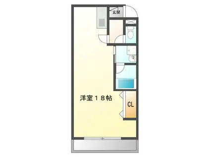 プラッサ参番館(ワンルーム/1階)の間取り写真