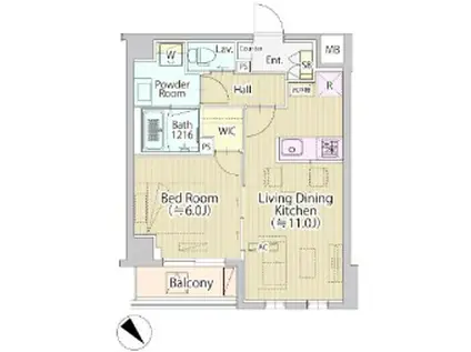 セリジェ池尻大橋(1LDK/3階)の間取り写真