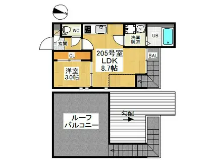 GRANDTIC ETINCELLE(1LDK/2階)の間取り写真