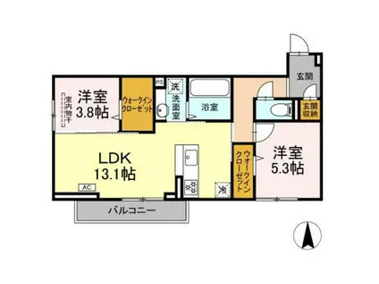 グレイスガーデンC(2LDK/2階)の間取り写真