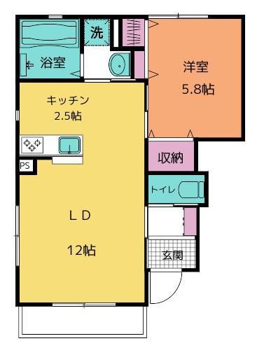 カサロサ ペット(1LDK/1階)の間取り写真