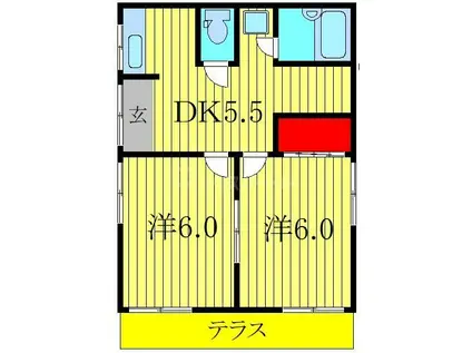 流山市野々下平屋(2DK/1階)の間取り写真