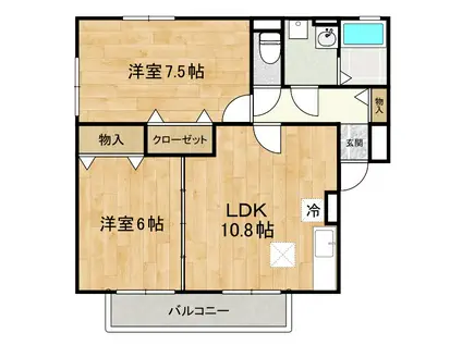 メゾン・ド・ポンパドール(2LDK/2階)の間取り写真