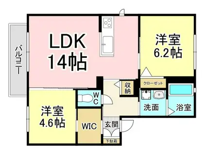 サン・ベレオ A(2LDK/2階)の間取り写真