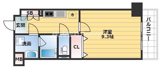 エスリード長堀タワー(1K/5階)の間取り写真