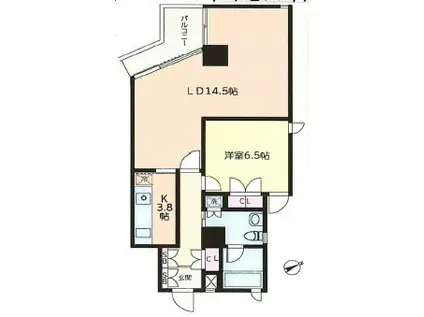 アッパルタメントベラヴィスタ(1LDK/8階)の間取り写真