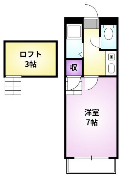 シャトレ隈Ⅱ(ワンルーム/2階)の間取り写真