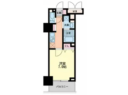 ハビテ靭センターコート(1K/5階)の間取り写真