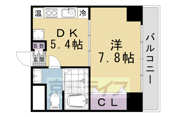 シボラ六条高倉(1DK/5階)の間取り写真