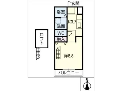 ながみねヒルズ(ワンルーム/1階)の間取り写真