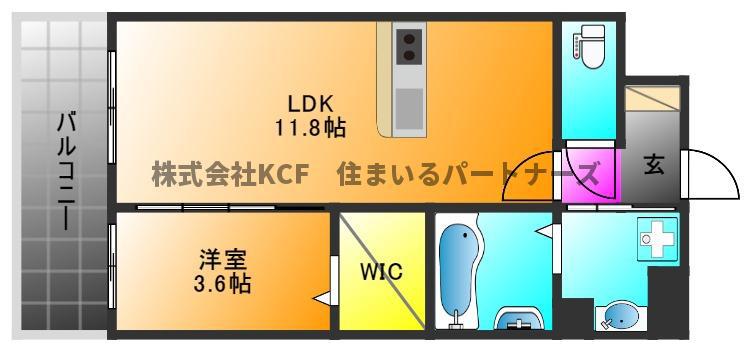 PROUDII花畑(1LDK/5階)の間取り写真
