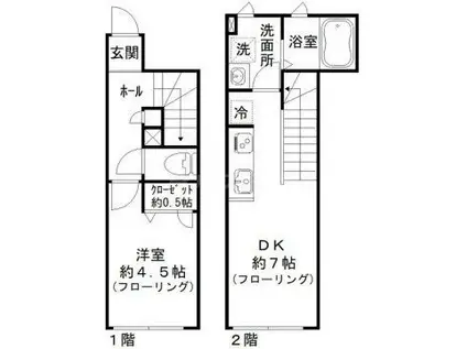 スズキレジデンス(1DK/2階)の間取り写真