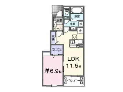 リヴィエール清武 II(1LDK/1階)の間取り写真