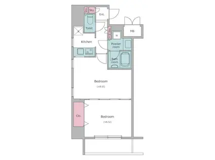 レジディア神田岩本町II(1LDK/9階)の間取り写真