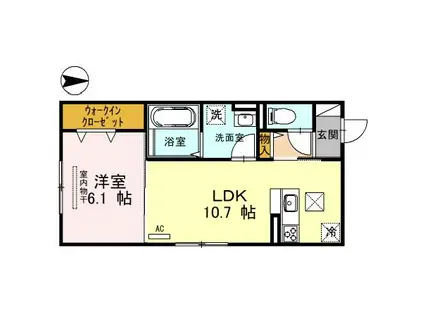 イルミナーレII(1LDK/1階)の間取り写真