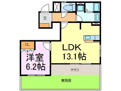 エバーレジデンス(1LDK/1階)の間取り写真
