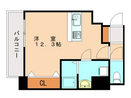 ドレスローズ(ワンルーム/9階)の間取り写真