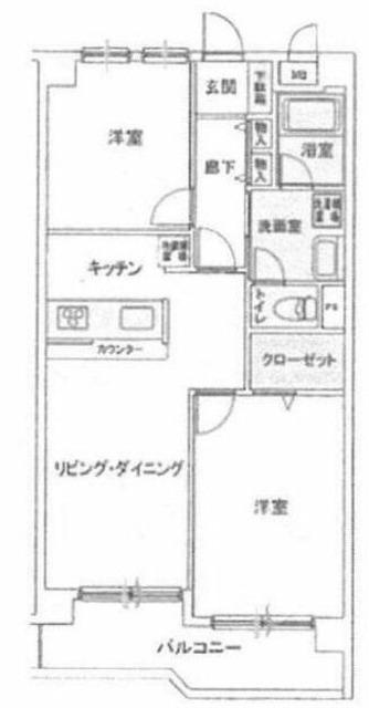 グリセーヌ新川崎(2LDK/2階)の間取り写真