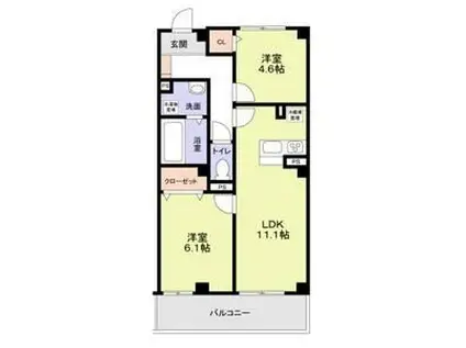 LAPIN湘南(2LDK/2階)の間取り写真