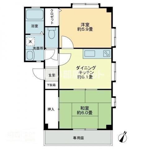 フォブールサンシャインA(2DK/1階)の間取り写真