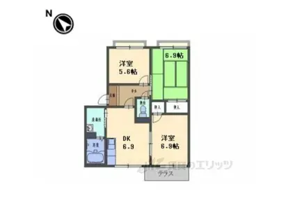 コーポセルマーユ(3DK/2階)の間取り写真