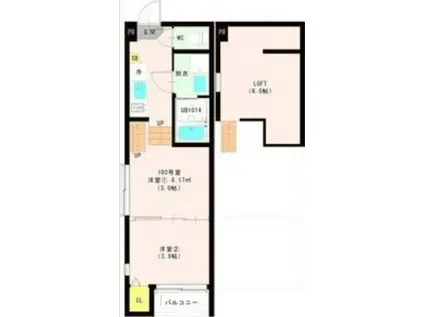 ハーモニーテラス西中田VIII(1DK/1階)の間取り写真