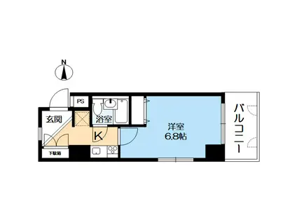 デトム・ワン一条通(1K/2階)の間取り写真