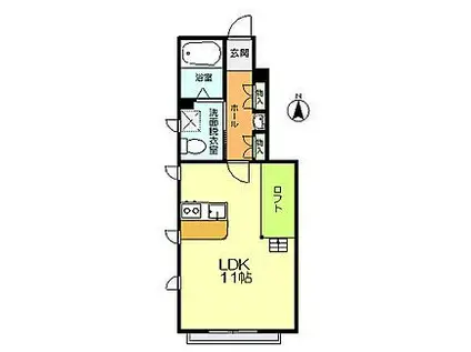 ソーグラス(ワンルーム/1階)の間取り写真